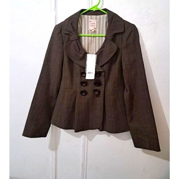 Nanette Lepore Womens Size 2 Wool Blazer Double Breasted 3 Button Brown $435 - Picture 1 of 9